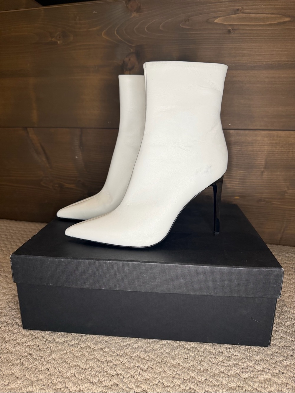 Rag & Bone White Pointed-Toe Stiletto Ankle Boots